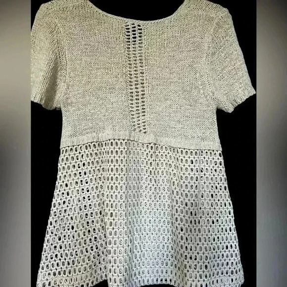 Bobeau Crochet Knit Pullover Cream Top Size Small - Picture 4 of 11